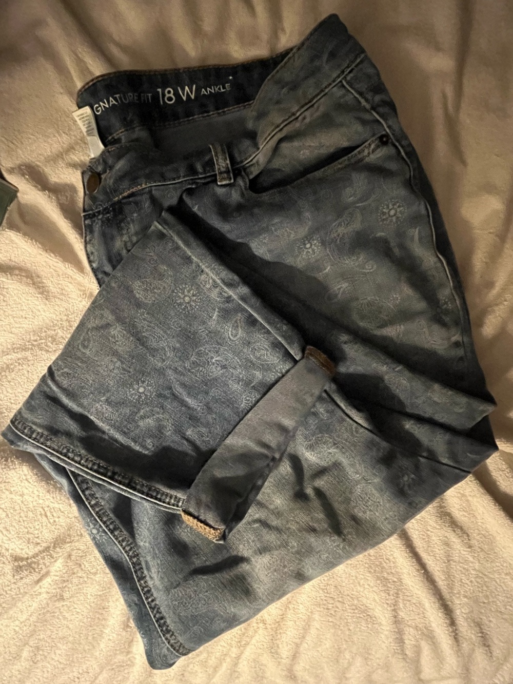 Westport Blue Paisley-Print Stretch Denim Jeans